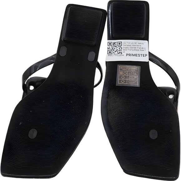 Jeffrey Campbell Sugary Jelly Bow Thong Sandals Black Gold Accent 7M US EU 38 - Picture 6 of 6
